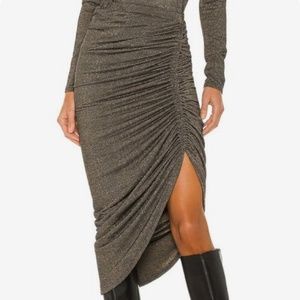 Generation Love Joy Gold & Black Metallic Knit Ruched Asymmetric Skirt